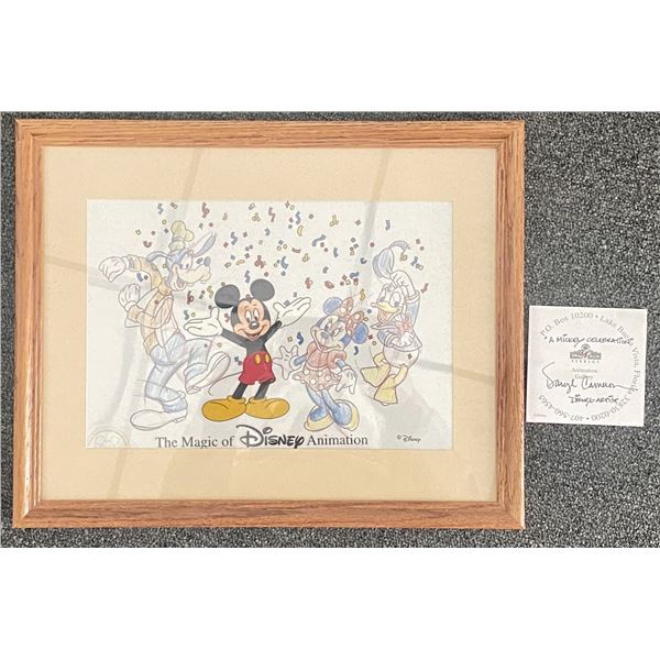 Mickey Mouse celebration framed hand painted cel and signed artist card