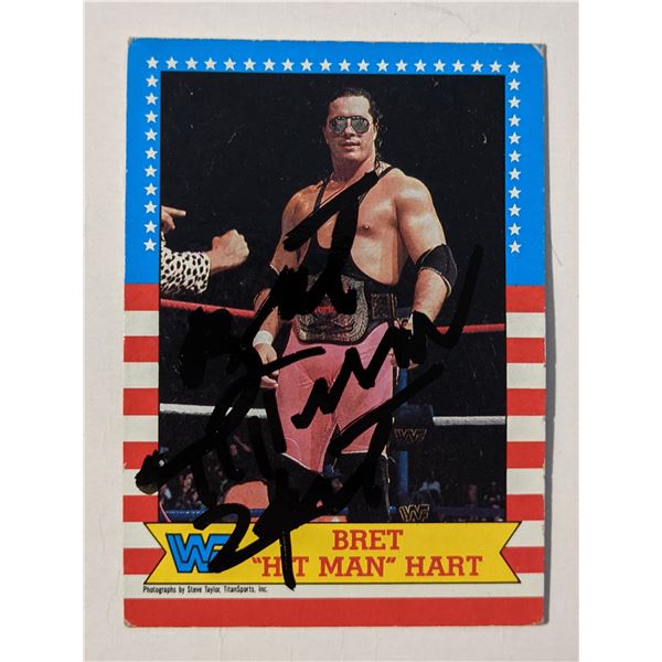 Bret Hitman Hart Signed WWF Trading Card