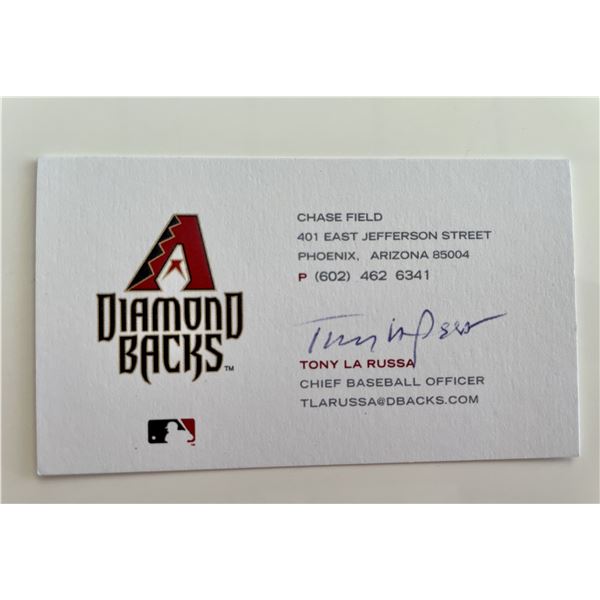 Baseball coach Tony La Russa signed business card