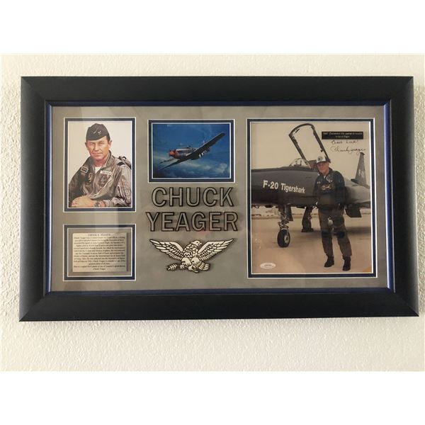 Chuck Yeager signed photo collage.