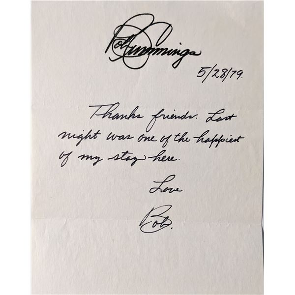 Bob Cummings signed letter