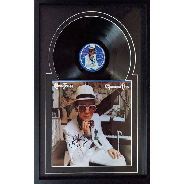 Elton John Greatest Hits signed custom framed vinyl album