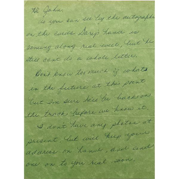 Sally Struthers handwritten letter