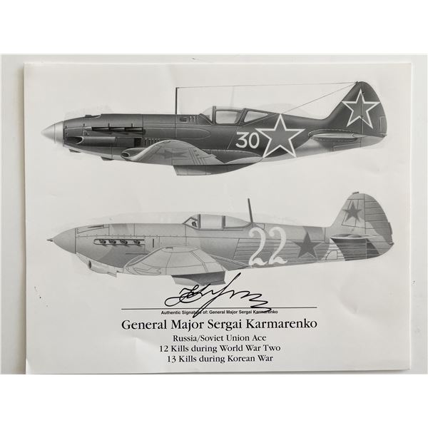 Sergei Kramarenko signed WW2 & Korean War plane art