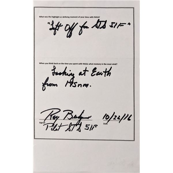 Test pilot Roy Bridges signed letter
