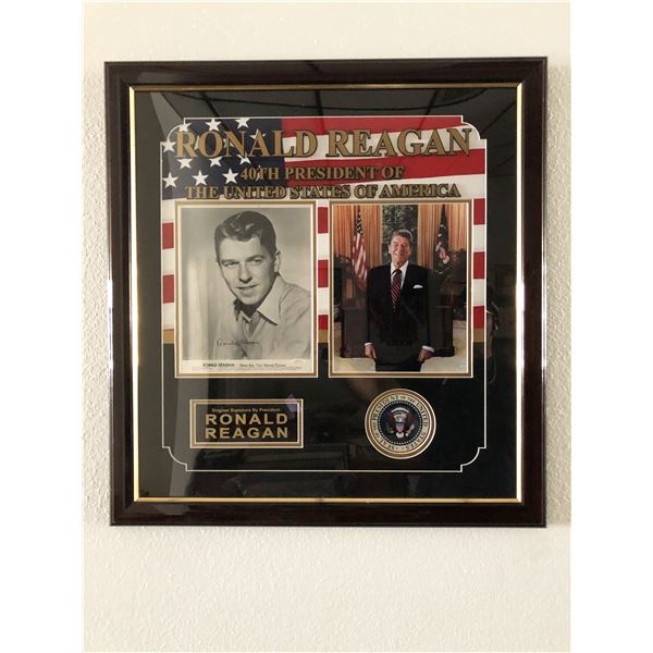 Ronald Reagan signed photo collage