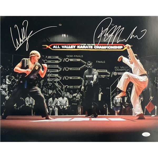 The Karate Kid Ralph Macchio and William Zabka signed movie poster (JSA)