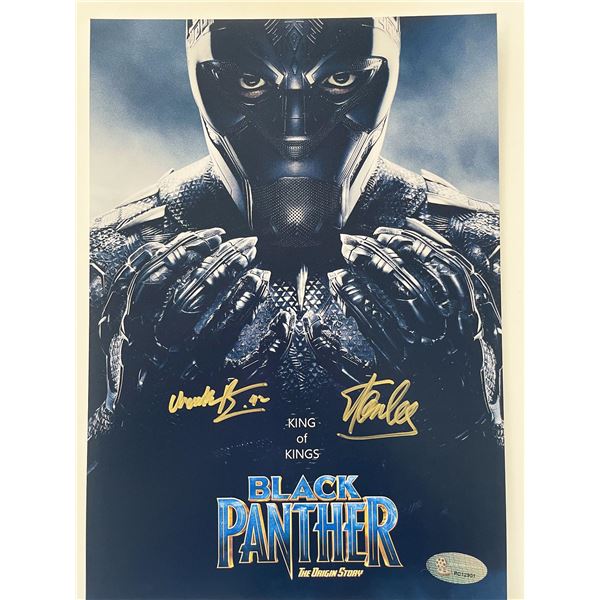 Black Panther Chadwick Boseman and Stan Lee signed mini movie poster