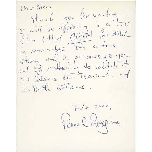 Paul Regina signed letter