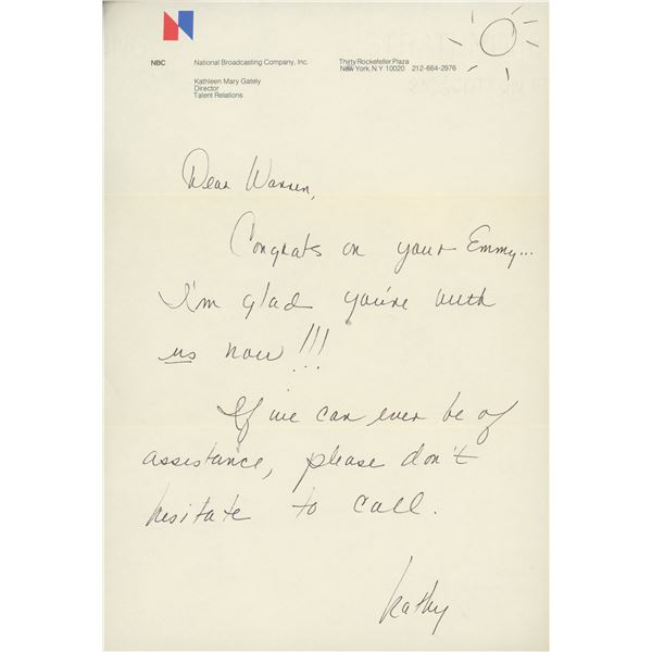 Kathleen Mary Gately (NBC) signed letter