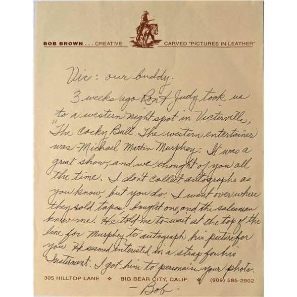 Bob Brown signed letter