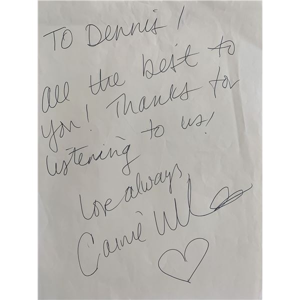 Carnie Wilson signed note