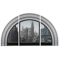 Richard Haas Chicago View: Michigan Avenue at the River triptych