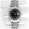 Image 3 : Rolex Men's Stainless Steel Black Diamond Pyramid Datejust Wristwatch