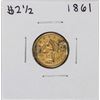 Image 1 : 1861 $2 1/2 Liberty Head Quarter Eagle Gold Coin - Civil War Date