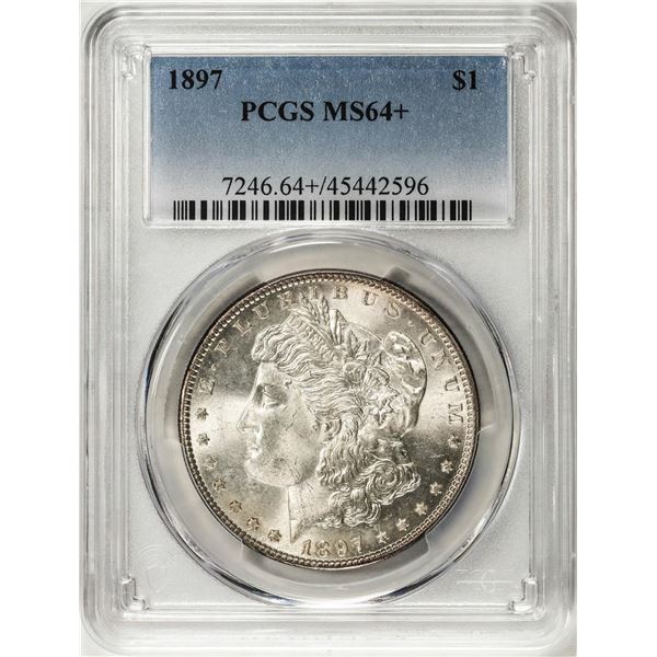 1897 $1 Morgan Silver Dollar Coin PCGS MS64+