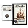 Image 1 : El Cazador Shipwreck (1772-83) Mexico 1/2 Real Silver Coin NGC Genuine w/ Story Card