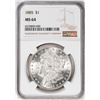 Image 1 : 1885 $1 Morgan Silver Dollar Coin NGC MS64