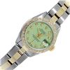 Image 2 : Rolex Ladies Two Tone Green Diamond Datejust Wristwatch