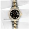 Image 3 : Rolex Ladies Two Tone Black 1 ctw Diamond Datejust Wristwatch