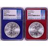 Image 1 : Lot of (2) 2021 Type 1 $1 American Silver Eagle Coins NGC MS69 FDOI Red & Blue Cores