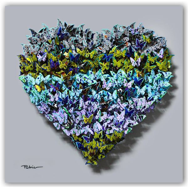 Patricia Govezensky- Original 3D Metal Art on Wood "Heart"