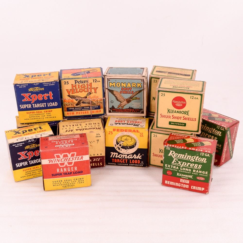 16 Boxes of 12 Gauge Collector Shells in Boxes