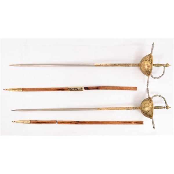 Spanish Toledo Cup Hilt Rapiers 2 Pcs
