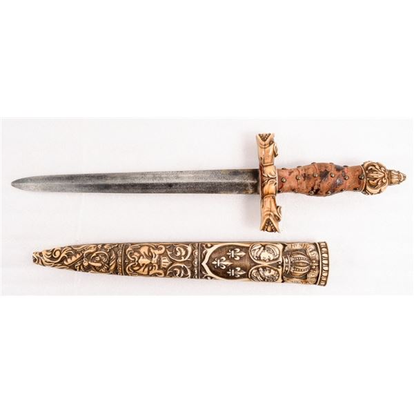 Bone and Velvet Dagger w/Sheath