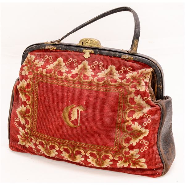 1860s Civil War Monogrammed Carpet Bag w/Key