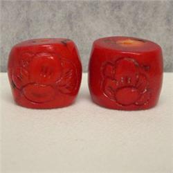 177 CTS TWO CARVED BAMBOO CORAL BEADS 23 MM - FULL DRILLED