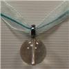 Image 1 : S. SILVER 22 MM CRYSTAL QUARTZ PENDANT 34x22 MM WITH RIBBON W/CLASP