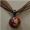 Image 1 : S. SILVER 21 MM HAND PAINTED CERAMIC PENDANT 33x21 MM WITH RIBBON W/CLASP