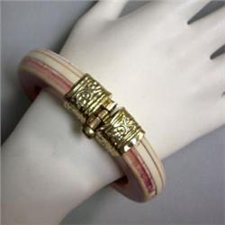 VINTAGE IVORY BRACELET - METAL DETAIL - 7 1/2 INCHES