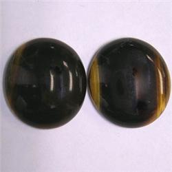 20 CTS PAIR OF OVAL TIGER EYE CABOCHON 18x16 MM