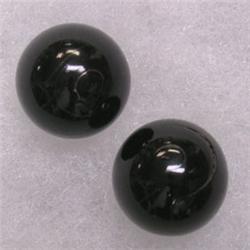 14 MM PAIR OF HAWAIIAN BLACK CORAL BEADS - HALF DRILLED