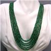 Image 1 : 413 CTS GRADUATED 5 STRAND OF EMERALD RONDELLES 6-3 MM - 16-20 INCHES