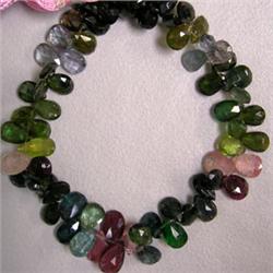 80 CTS MULTICOLOR TOURMALINE TEAR DROPS STRAND 8-9 MM