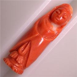 11 CTS CARVED NATURAL ITALIAN CORAL FIGURINE 25x7 MM