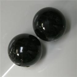 13 MM PAIR OF HAWAIIAN BLACK CORAL BEADS - HALF DRILLED