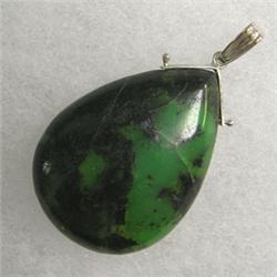 14K GOLD GREEN AFRICAN TURQUOISE PENDANT 30x21 MM 
