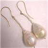 Image 1 : 14K GOLD 32x12 MM SOUTH SEA PEARL DANGLE EARRINGS