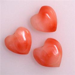 3+  CTS LOT OF 3 ITALIAN CORAL HEARTS 6X6 MM
