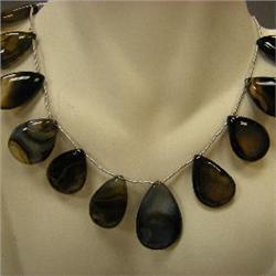 252 CTS SMOKY TOPAZ TEAR DROPS STRAND 32x20-23x13 MM