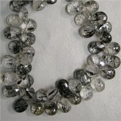 126 CTS RUTILATED QUARTZ TEAR DROP STRAND 9X7 MM