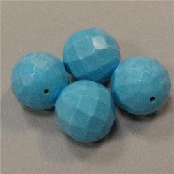 15 MM LOT OF FACETED ROUND STABILIZED TURQUOISE BEADS