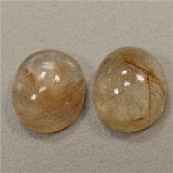 10 CTS PAIR OF OVAL RUTILATED QUARTZ CABOCHON 12x10 MM