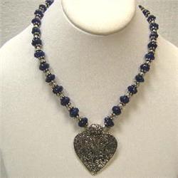 350 CTS CARVED ENHANCED SAPPHIRE NECKLACE - 12x9-7x5 MM - 17 INCHES