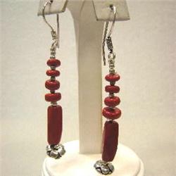 40 CTS BAMBOO CORAL DANGLE EARRINGS - 72 MM LONG