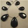Image 1 : 91 CTS BLACK AGATE TEAR DROP STRAND 25x15-15x10 MM